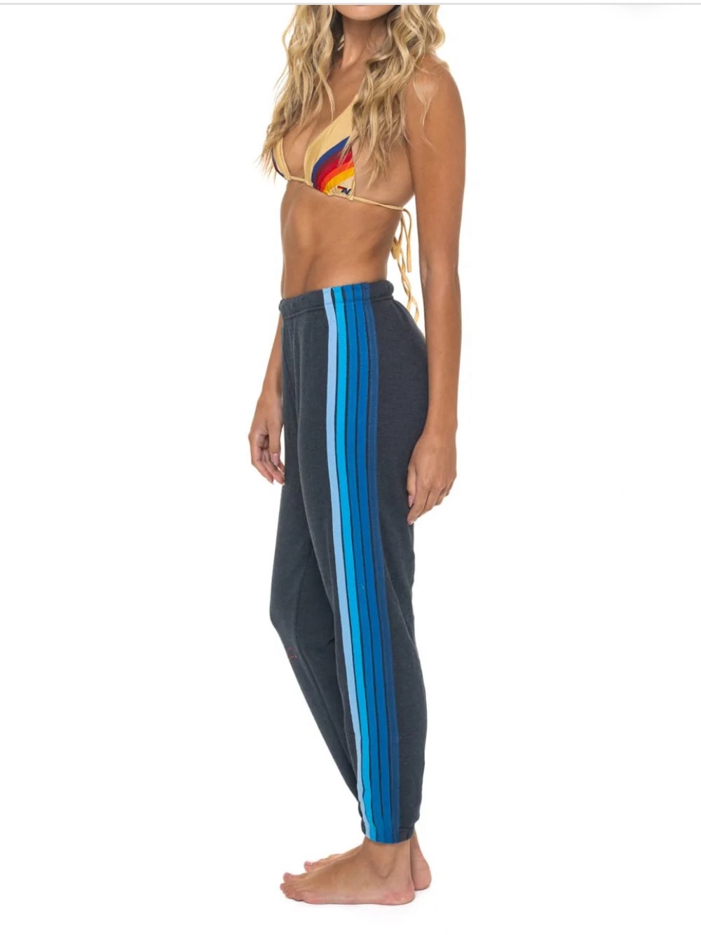 Aviator Nation Charcoal Joggers with Blue Side Stripes